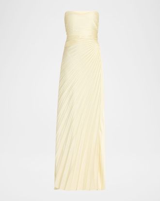 A.L.C. Bianca Pleated Strapless Gown