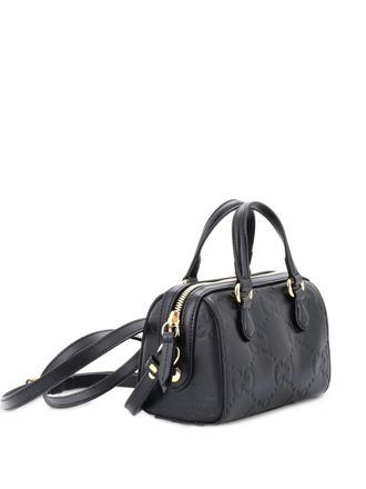 Gucci Convertible Top Handle Bag Jumbo GG Embossed Leather Mini satchel - Black