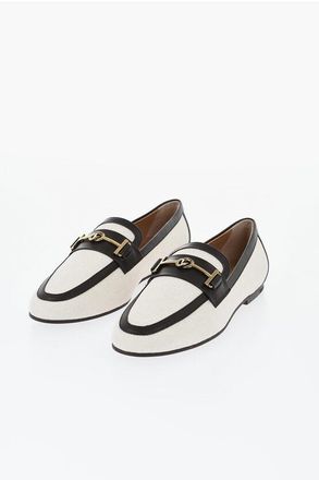Tod's Canvas Loafers with Contrasting Leather Trim size 36,5