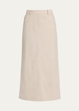 Lafayette 148 New York Stretch Wool Column Trouser Midi Skirt