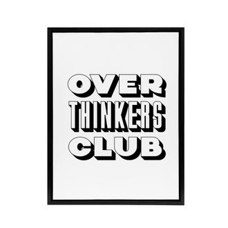 Artery8 Overthinkers Club Black & White Simple Modern Framed Canvas Art | Size: W24 x H32