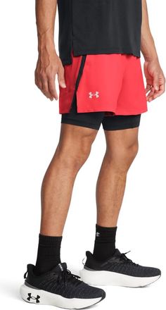 Under Armour Mens Launch Run 5-inch 2-in-1 Shorts, (713) Racer Red/Black/Reflective, XX-Large