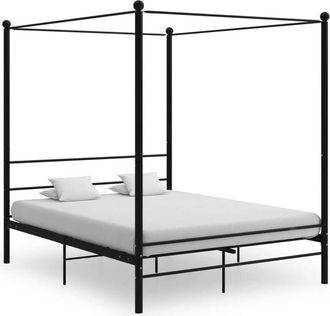 vidaXL Letto a Baldacchino Nero in Metallo 160x200 cm - Vidaxl