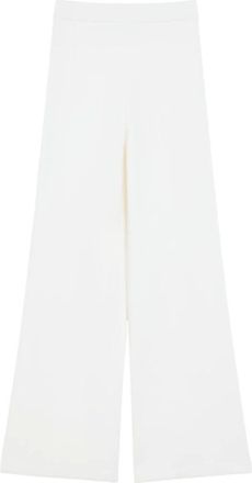 Max Mara Wide Trousers, female, White, Size: M Straight Leg Wool Trousers