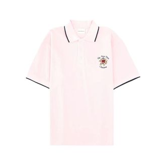 Dr&ocirc;le de Monsieur Polo Shirts, male, Pink, Size: XL Floral-embroidered Polo Shirt