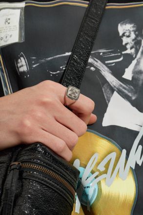 Off-white Brass Ring, Mens, Silver