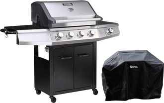 Habitat et Jardin Barbecue A Gas bingo 5 - 5 Piastre Di Cui 1 Laterale - 15.2kw + Fodera Di Protezione -nero