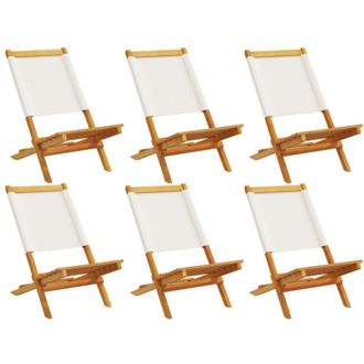 vidaXL Vidaxl - Sillas Jard&iacute;n Plegables 6 Uds Tela Madera Maciza Y Tela Crema