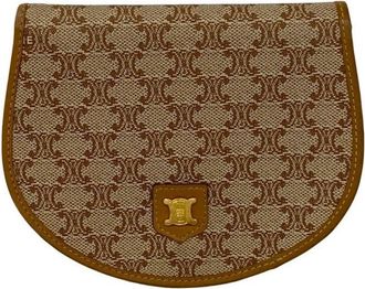 Celine Beige Brown Leather Pvc Coin Purse/Coin Case (Pre-Owned)