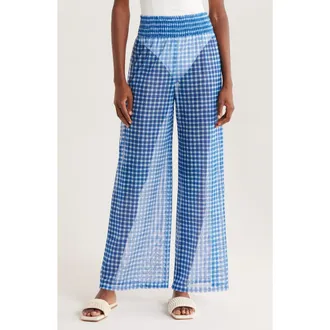Hutch Eliza Cover-Up Pants in Blue Gingham at Nordstrom Rack, Size Large