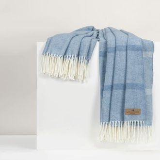 Lands Downunder Montauk Stripe Herringbone Throw in Blue Denim at Nordstrom
