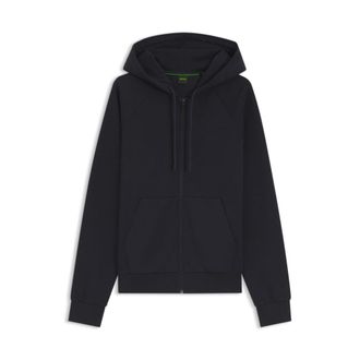 BOSS Stretch-cotton zip-up hoodie with puff logo