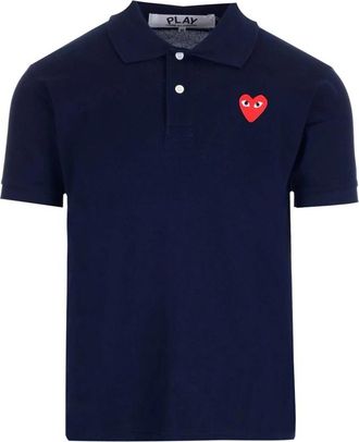 Comme Des Gar&ccedil;ons Heart Patch Polo - Heren - Polos - Blauw - S - Katoen - Tops