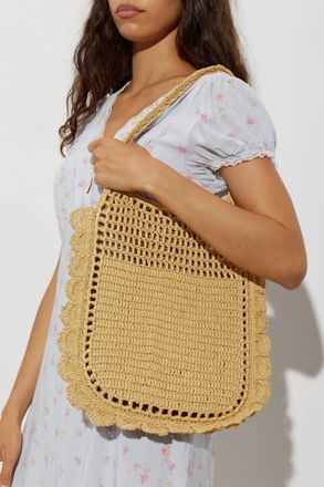 Ulla Johnson Marina Raffia Flat Tote Bag, Womens, Beige