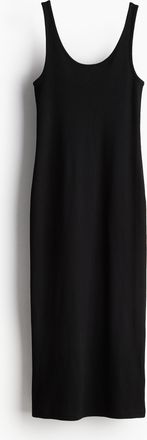H&M Geripptes Jerseykleid - Schwarz