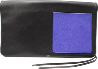 Celine Celine Black And Purple Leather Folded Clutch Bag (Authentic Pre-Loved)