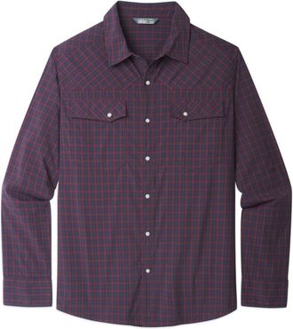 Stio | Mens Eddy Shirt Long Sleeve, Size Extra Extra Extra Large in Aubergine Plaid