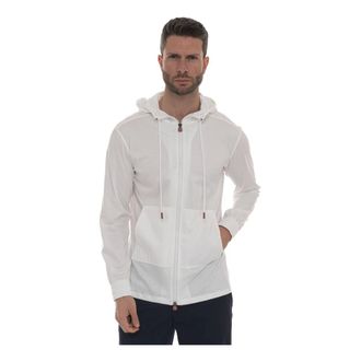 Kiton Zip-throughs, male, White, XL, Zip Hooded Cotton Sweatshirt