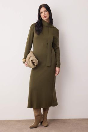 Trendyol Modest Dames Kaki Effen Maxi Lang Casual A-lijn Modest Jurken
