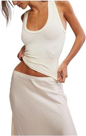 Free People Clean Slate Tank Top Womens Clothing Ecru(1020) : MD (Womens 8-10), Polyester/Viscose