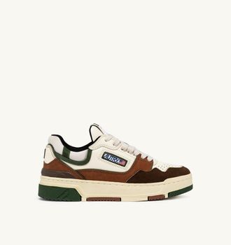 Autry clc low sneakers in ebony and military green suede and nubuck