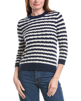 Isla Kendall Pointelle Stripe Cashmere Sweater