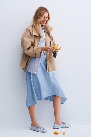 Maeve Swing Funnel-Neck Cape Jacket