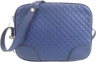 Gucci Pre-owned Cross Body Bags, female, Blue, Size: ONE SIZE Pre-owned Leather Cross Body Bag