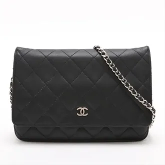 Chanel Black Leather Chain/Shoulder Wallet (Pre-Owned)