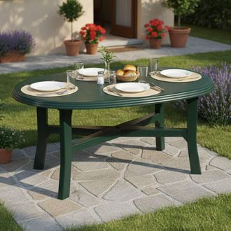 Dmora Dmora Table Ovale Modulable, Made In Italy, 165 X 110 X 72 Cm, Couleur Verte