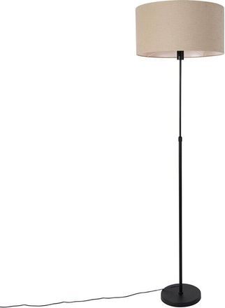 QAZQA Lampada da terra con paralume parte stof - Design - Acciaio,Tessuto - Nero/Marrone - Tondo Max. 1 x Watt - Qazqa