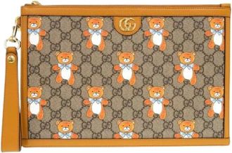 Gucci Pre-owned Clutches, female, Beige, Size: ONE SIZE Pre-owned Canvas Clutch