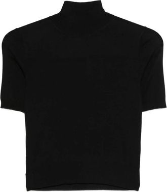 Goes Botanical Gestreepte Geribbelde Korte Mouw Trui - Dames - T-shirts - Zwart - XL - Tops