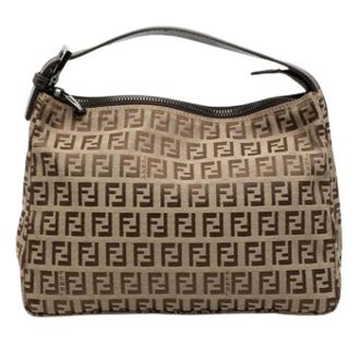 Fendi Pre-owned Shoulder Bags, female, Brown, Size: ONE SIZE Pre-owned Canvas Shoulder Bag