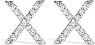 House of Brilliance 10K Gold 1/10 Cttw Diamond Initial A to Z Stud Earring
