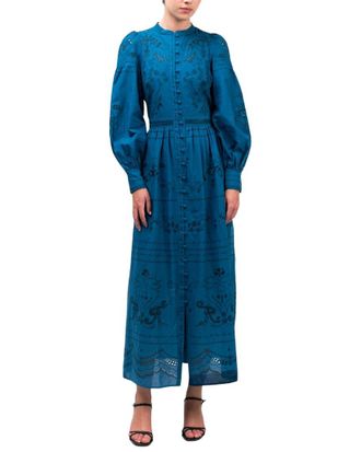 Marchesa Embroidered Cotton Voile Tiered Maxi Dress
