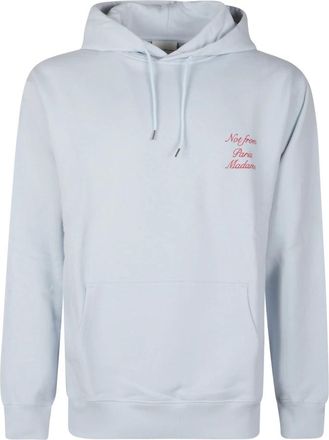 Dr&ocirc;le de Monsieur Le Hoodie Slogan Calligraphy - Heren - Hoodies - Blauw - S - Katoen - Hoodies & sweatvesten