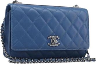 Chanel Pre-owned Vintage Shoulder Bag - Dames - Vintage Schoudertas - Blauw - ONE Size - Leer - Vintage