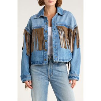Blank NYC Western Fringe Denim Jacket in New Western at Nordstrom Rack, Size X-Small