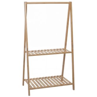 Hhg [nunca Usado] Estanter&iacute;a Para Plantas De Bamb&uacute; Hhg-367, Escalera Para Flores, Escalera Para Plantas, Estanter&iacute;a Para Ba&ntilde;o, Barra, 2 Estantes, 130 X 70