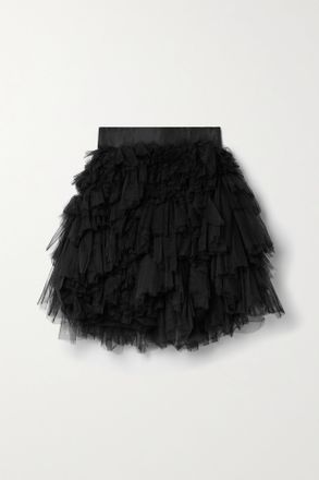Oscar De La Renta Minigonna In Tulle A Balze - Nero