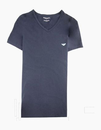 Emporio Armani Mens Emporio Armani Eagle Logo V Neck T Shirt Navy - Size: 36