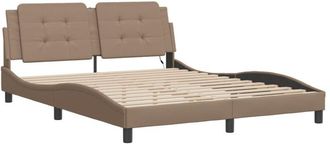 vidaXL Vidaxl - Estructura De Cama Con Luces Led Cuero Pe Capuchino 160x200 Cm