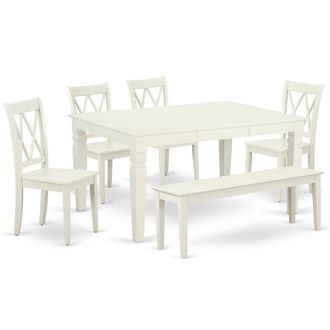 East West Furniture Dining Room Set Linen White, WECL6C-LWH-W