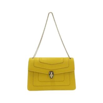 Bulgari Pre-owned Shoulder Bags, female, Yellow, Size: ONE SIZE Pre-owned Serpenti Forever Leather Shoulder Bag