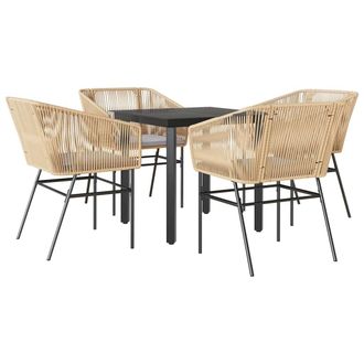 vidaXL Vidaxl - Set Da Pranzo Da Giardino 5pz Con Cuscini Polyrattan Vetro