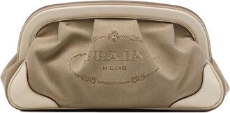 Prada Pre-owned Prada Canvas Canapa Logo Frame Clutch Ladies 9L50YPA2221GLD4K