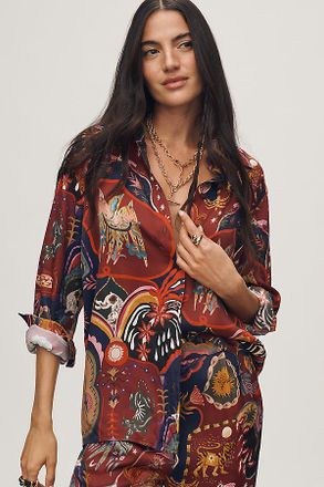 Farm Rio Surreal Long-Sleeve Buttondown Shirt