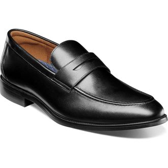 Florsheim Ruvo Moc Toe Penny Loafer in Black/Black Smooth at Nordstrom Rack, Size 11.5