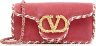 Valentino Garavani Locó Embellished Velvet Clutch - Pink - One Size